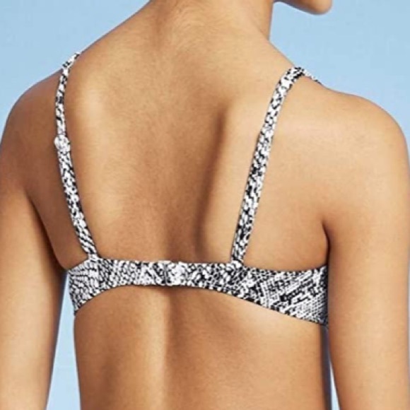 🌞Ribbed Bralette Bikini Top White Snakeskin Print - Picture 4 of 7